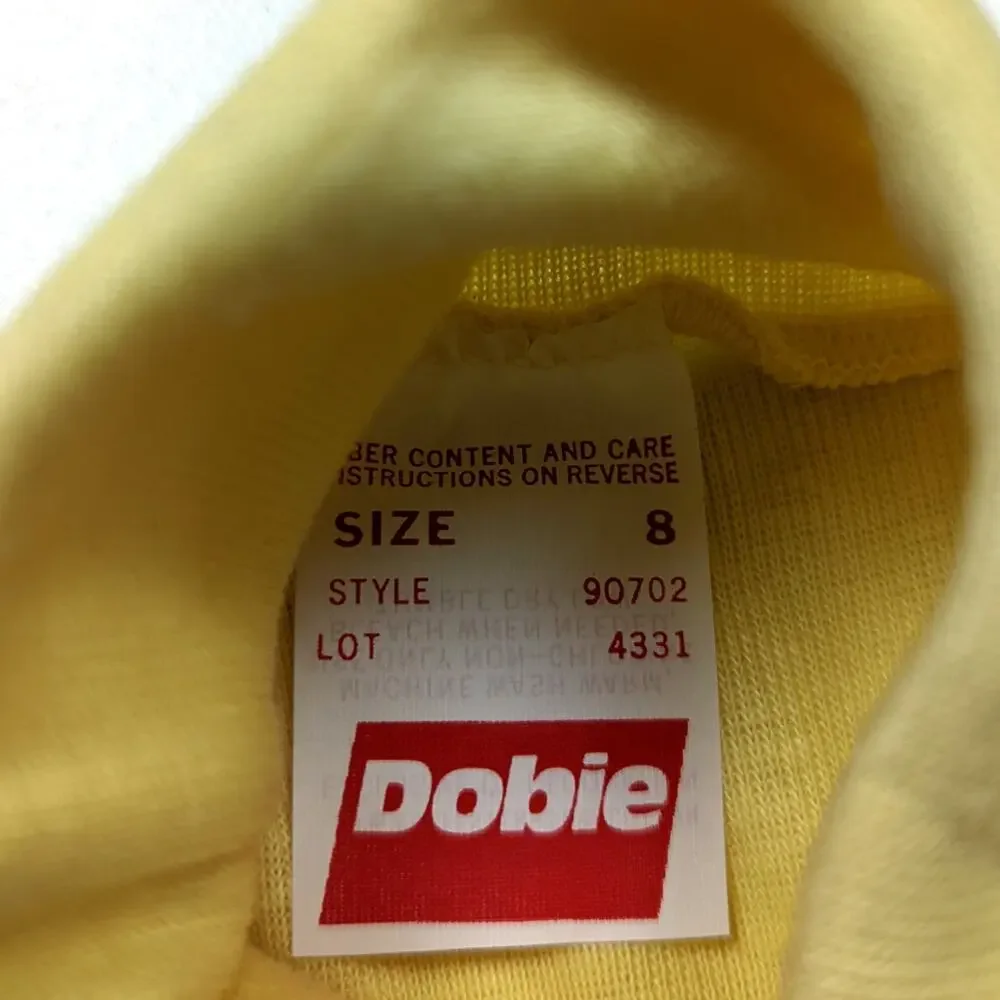 Vintage Dobie Turtleneck Unisex Kids Size 5-6 Yellow Long Sleeve Basic Layering